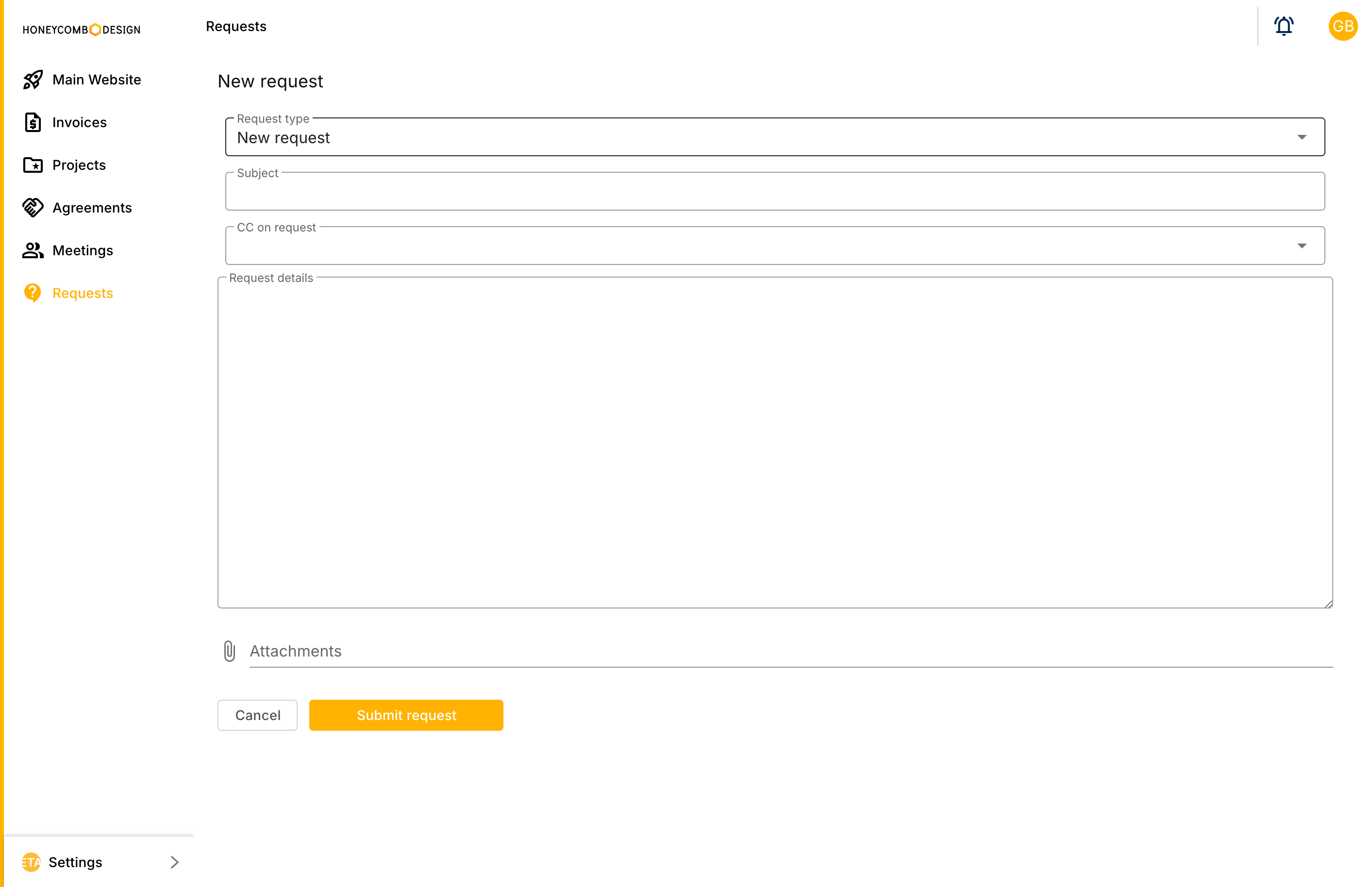 Click on Request type