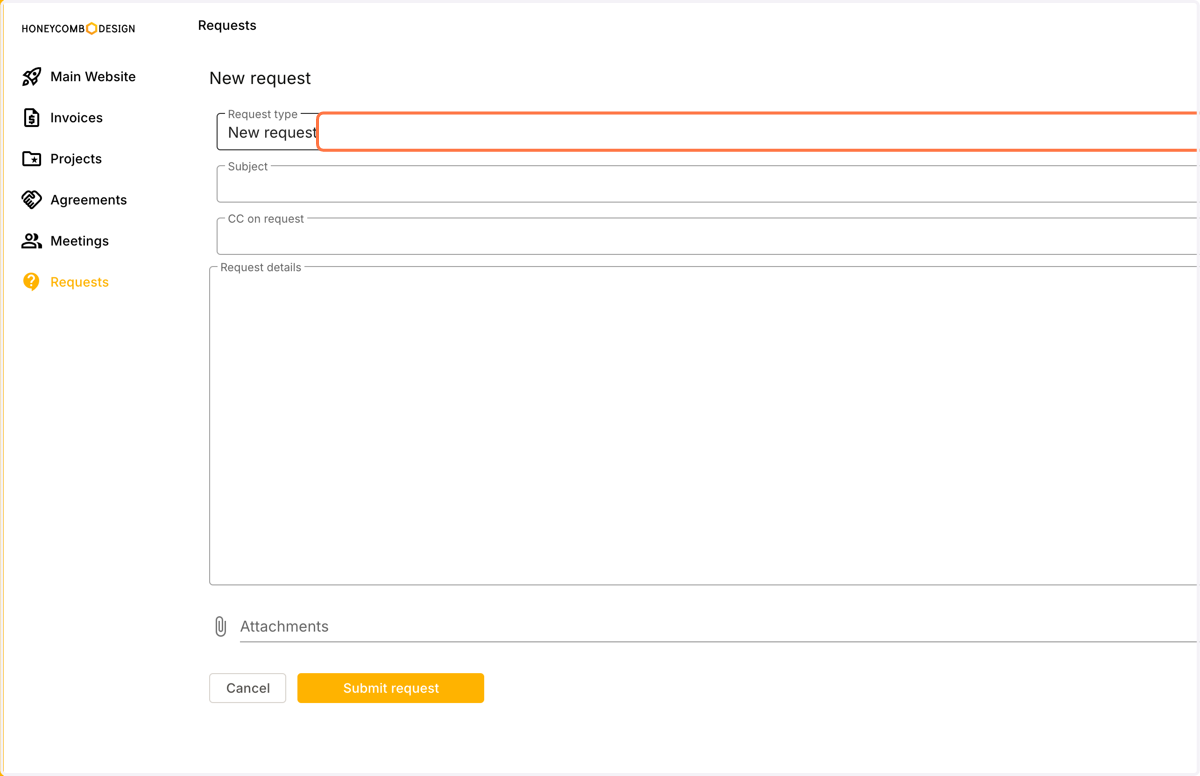 Click on Request type