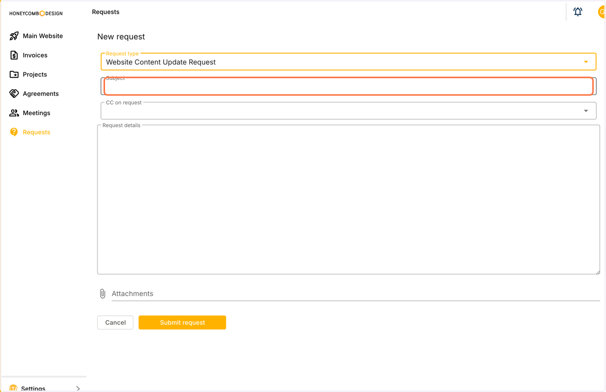 Fill the subject line to help us understand your request at a glance