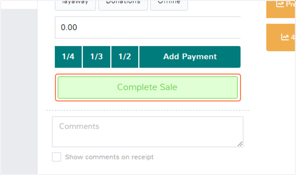 Click on Complete Sale
