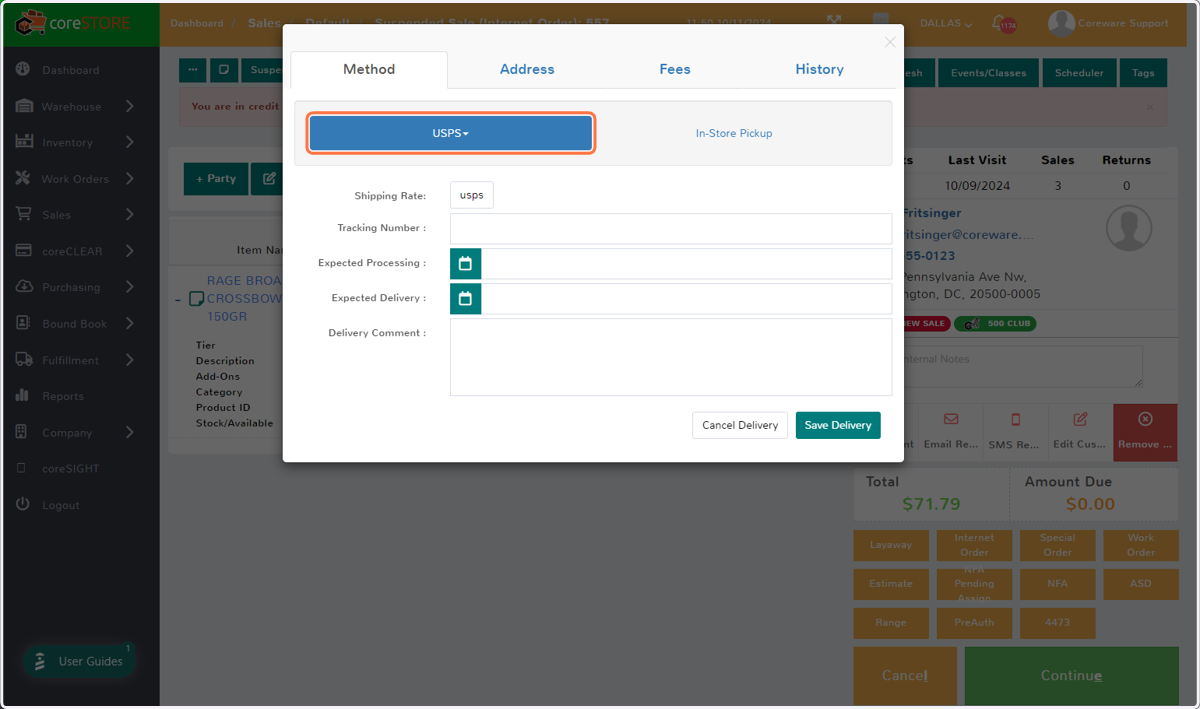Select your shipping method