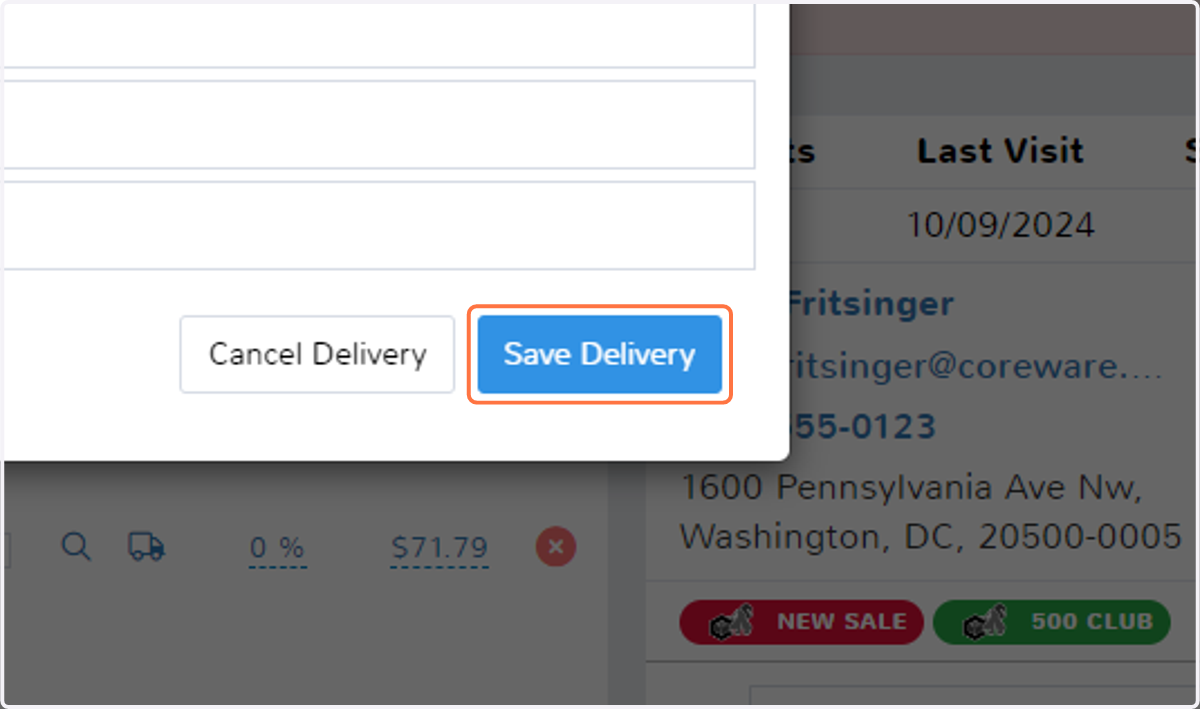 Click on Save Delivery