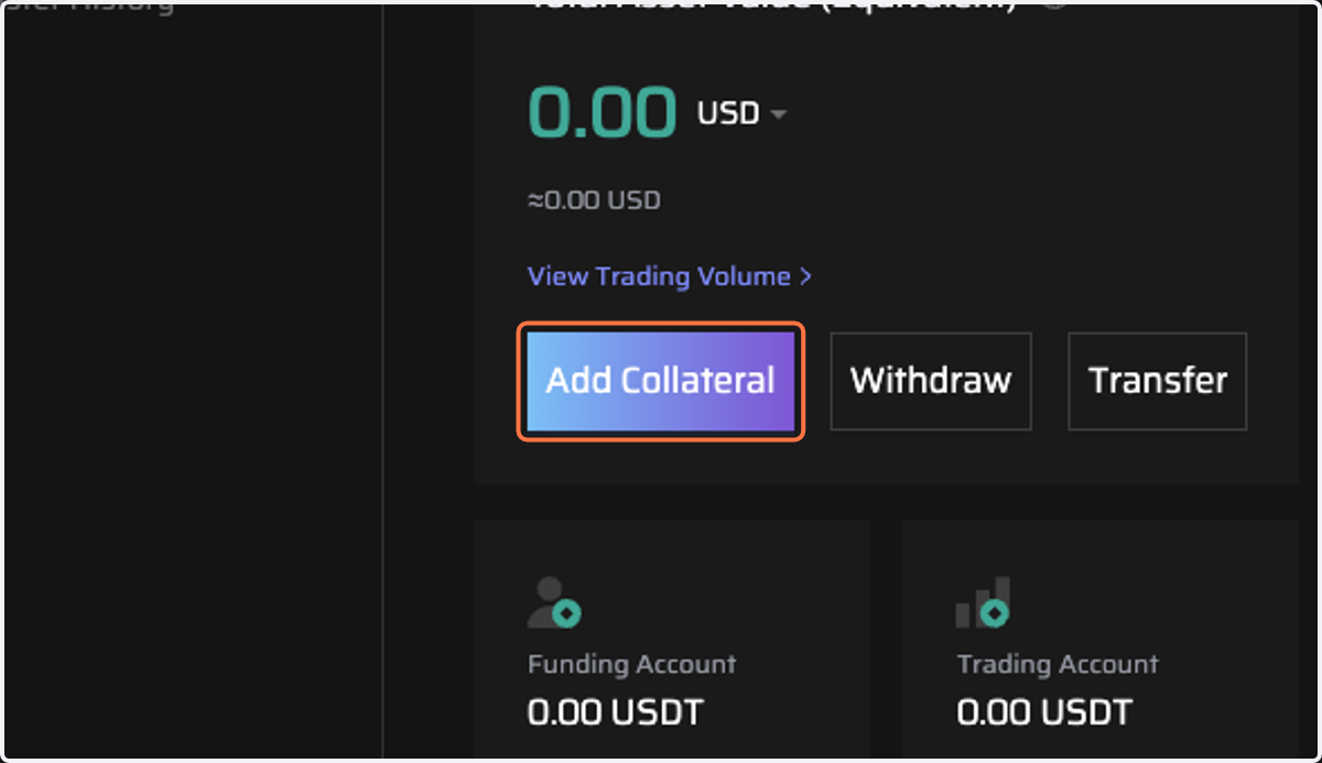 Click on "Assets" - "Add Collateral"