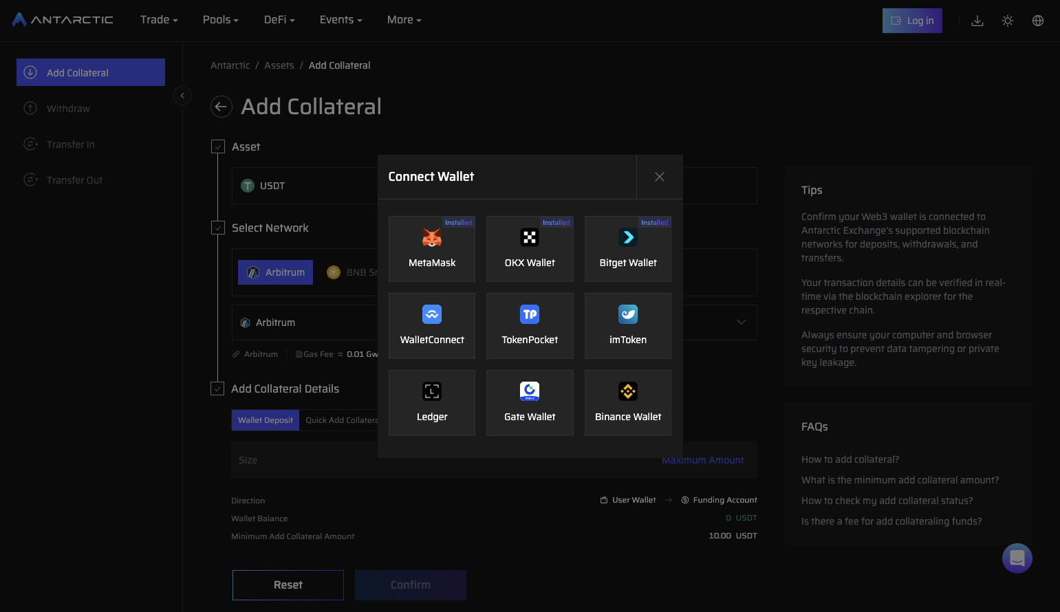 Click on Connect Wallet