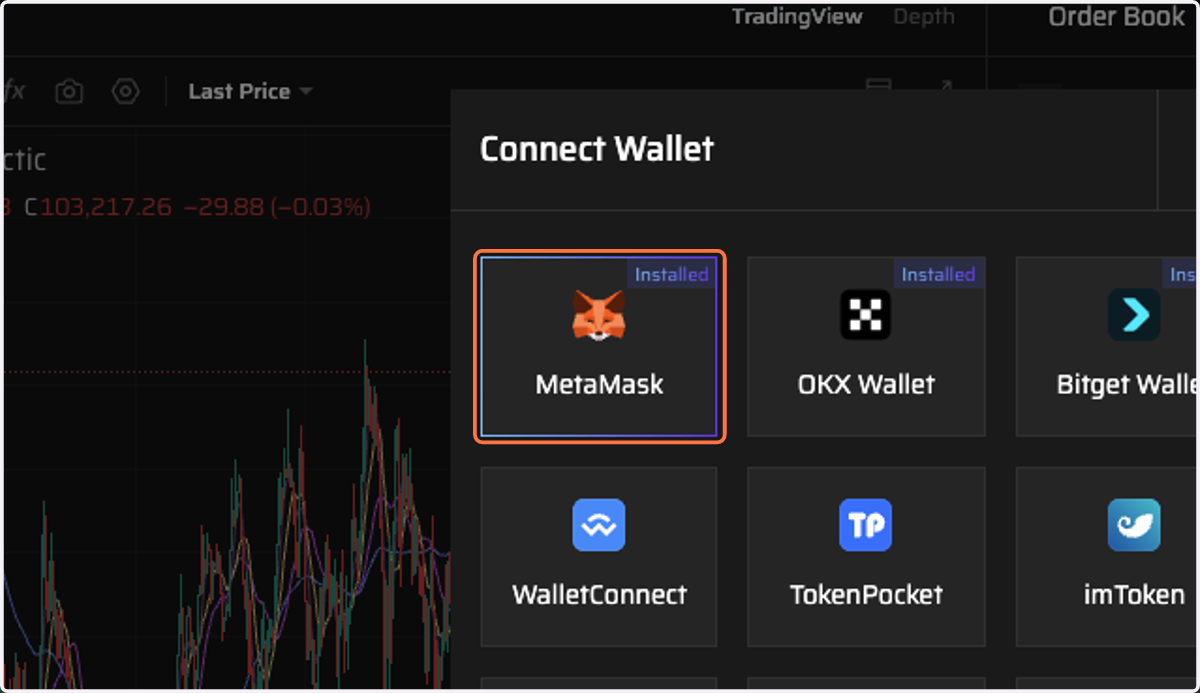 Click on Log in and connect to MetaMask Wallet
