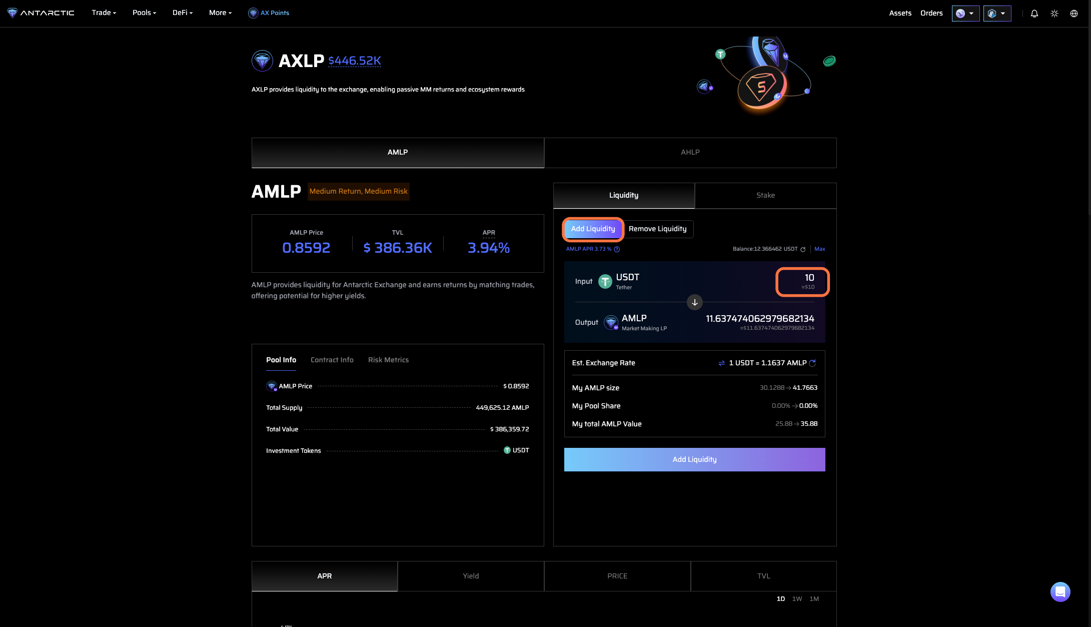 Select "Add Liquidity"