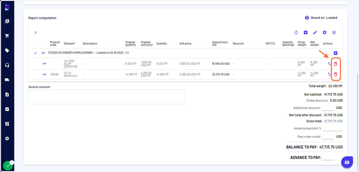 You can also delete the material row from here and create a separate supplier payables (by material)