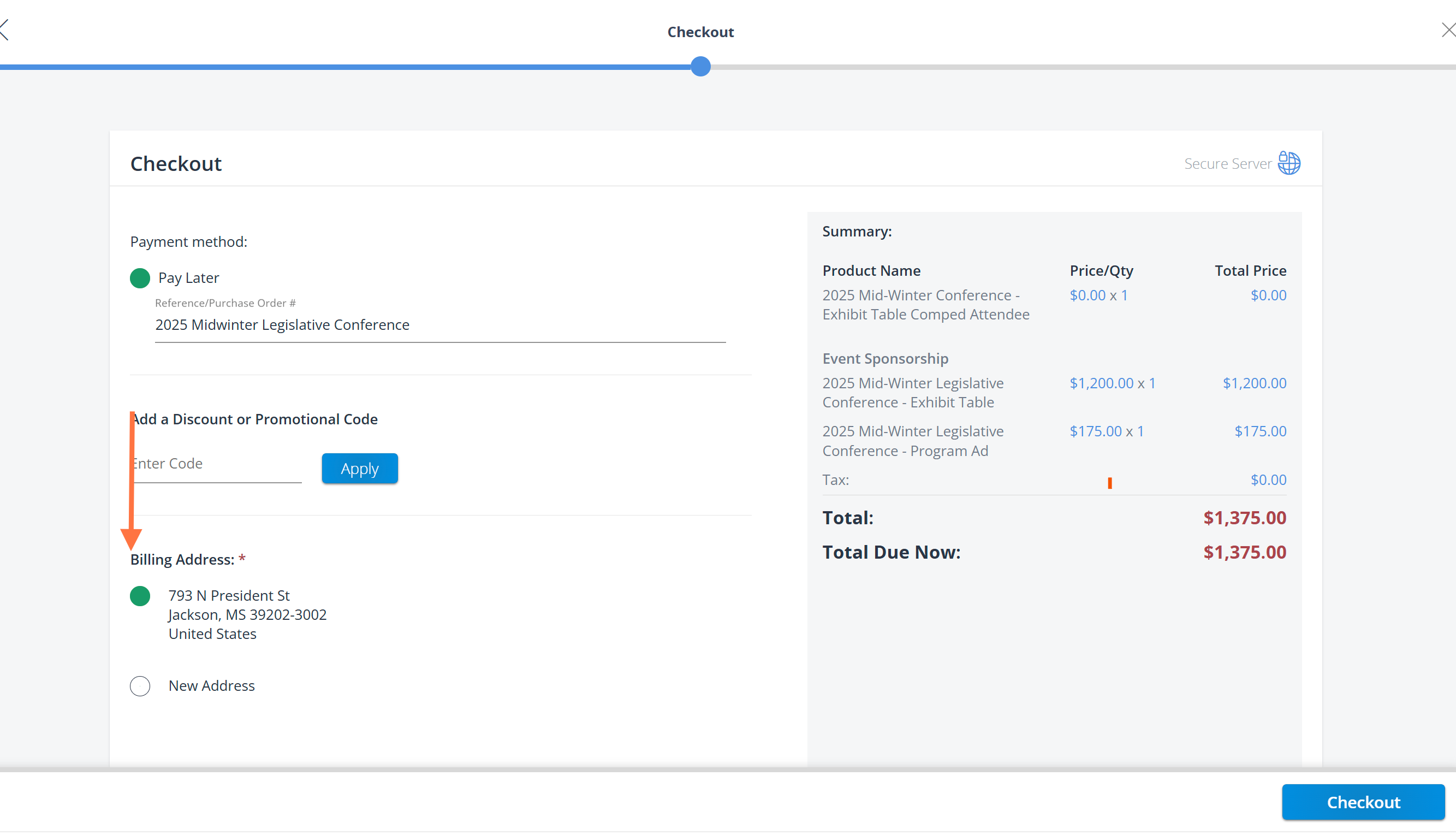 Select your "Billing Address"