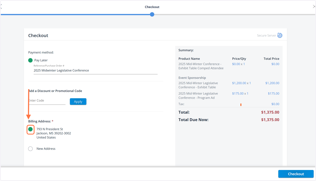 Select your "Billing Address"
