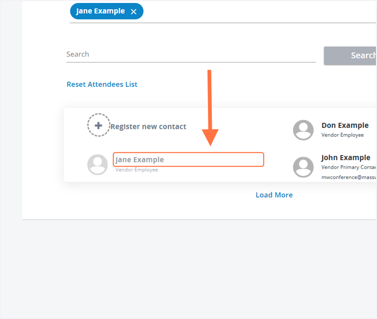 Click on the name of who you wish to register.