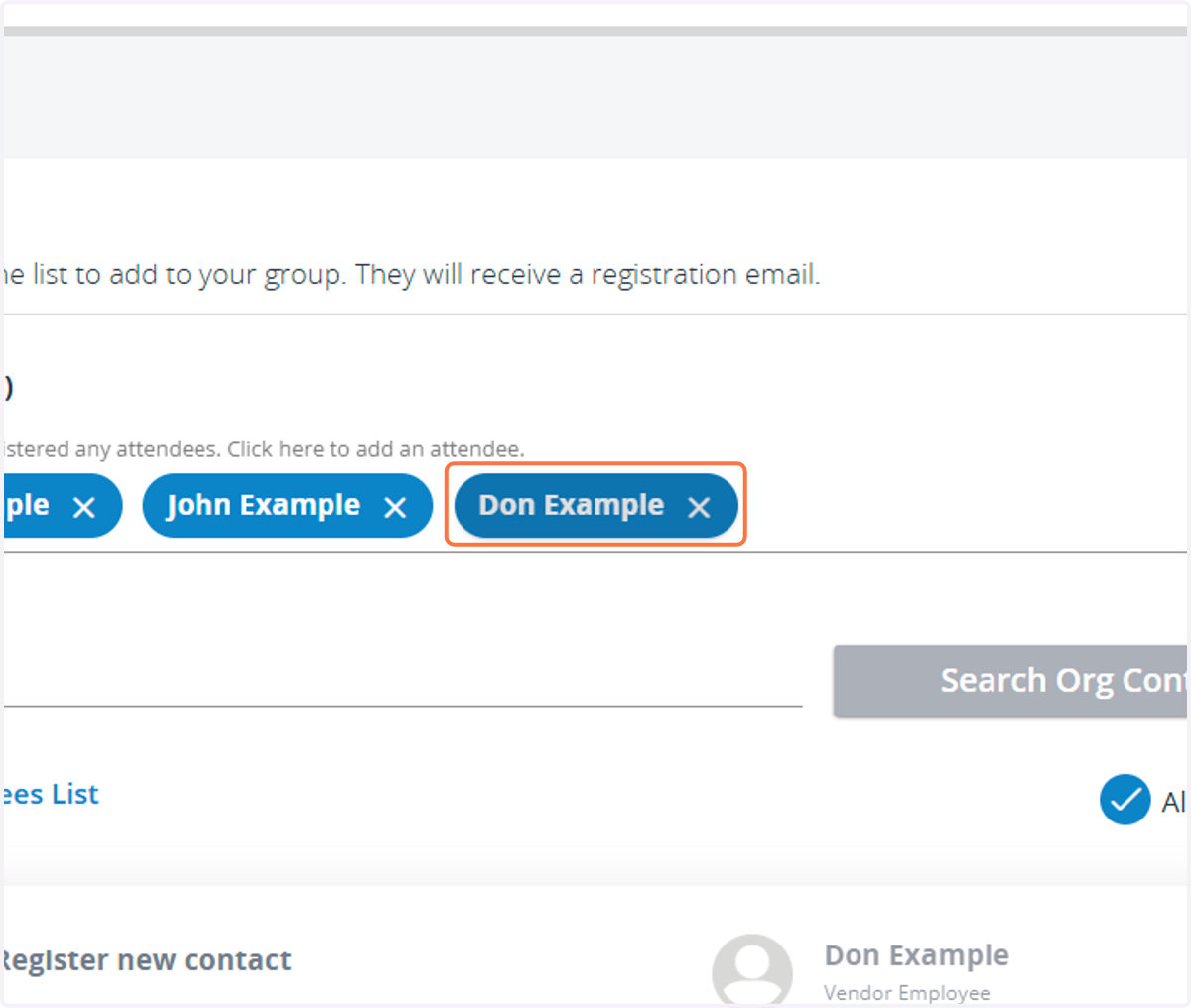 Image below reflects the third attendee "Don Example" name was added.