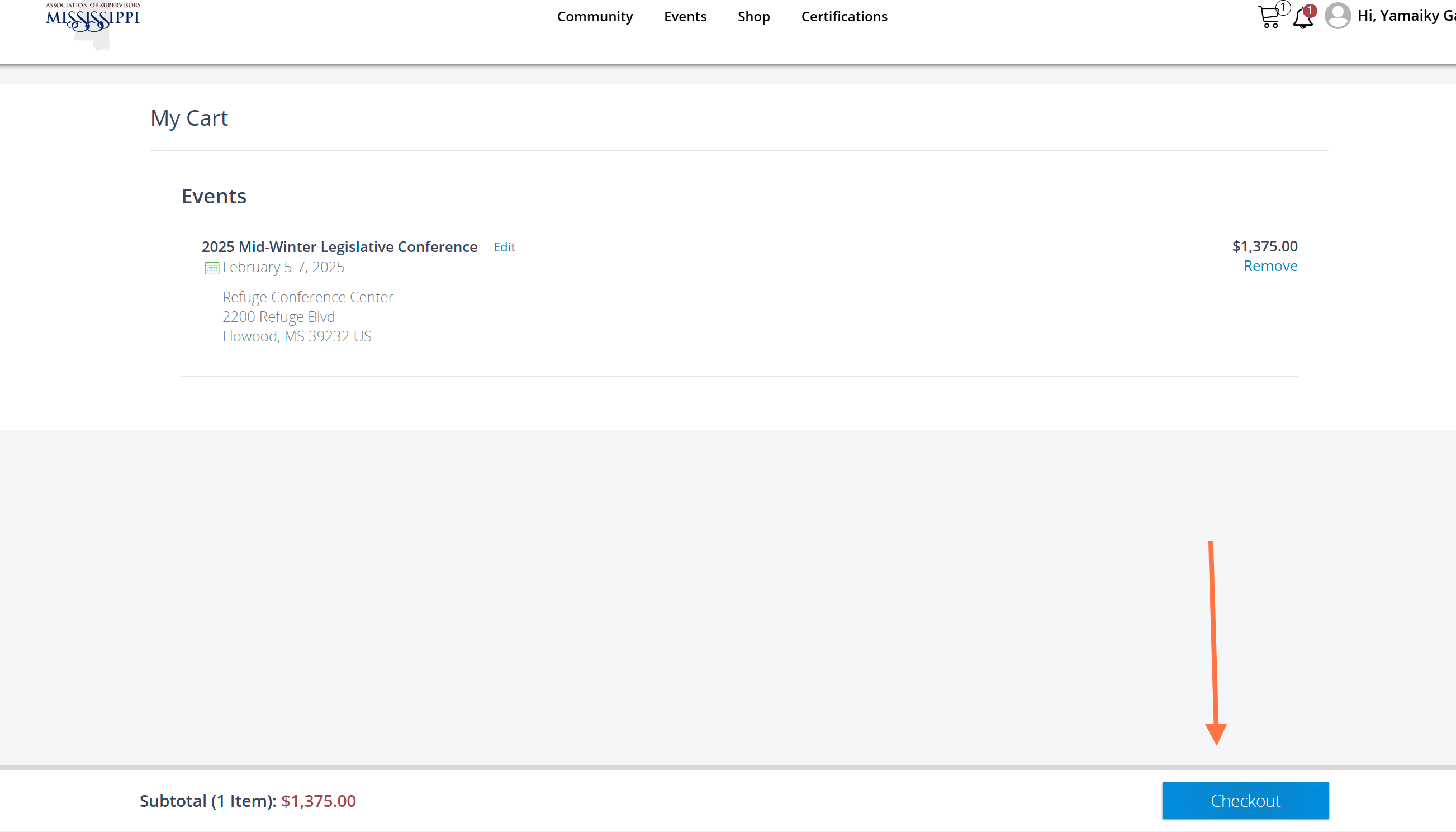 Click "Checkout" at the bottom of the page