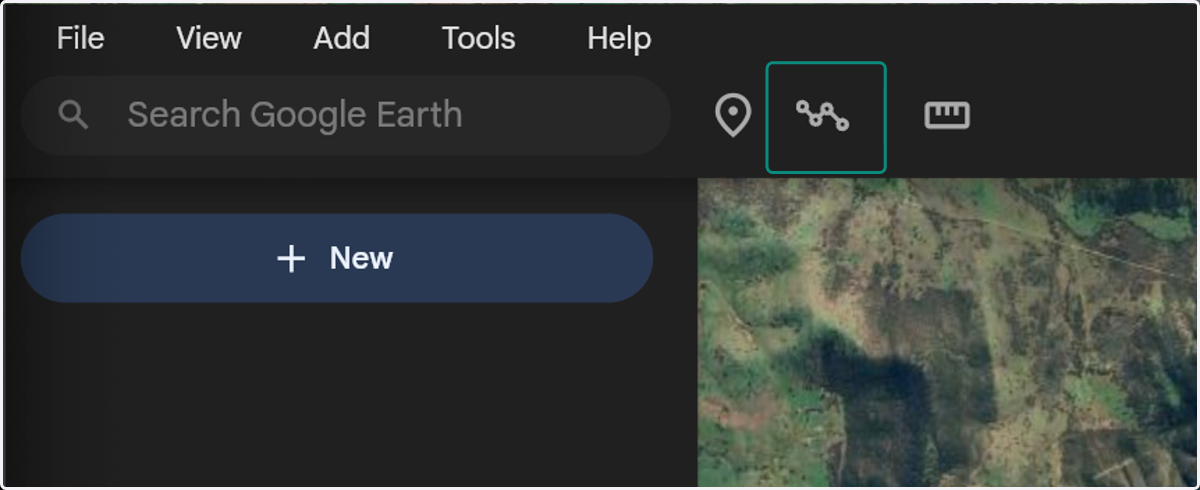 Click on the "Add path or polygon" button to the upper left of the map screen.