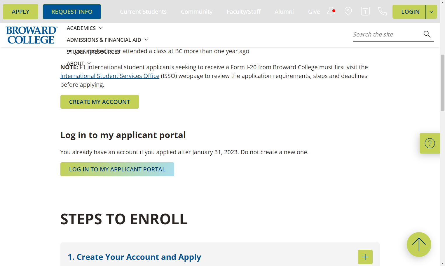Click on LOG IN TO MY APPLICANT PORTAL