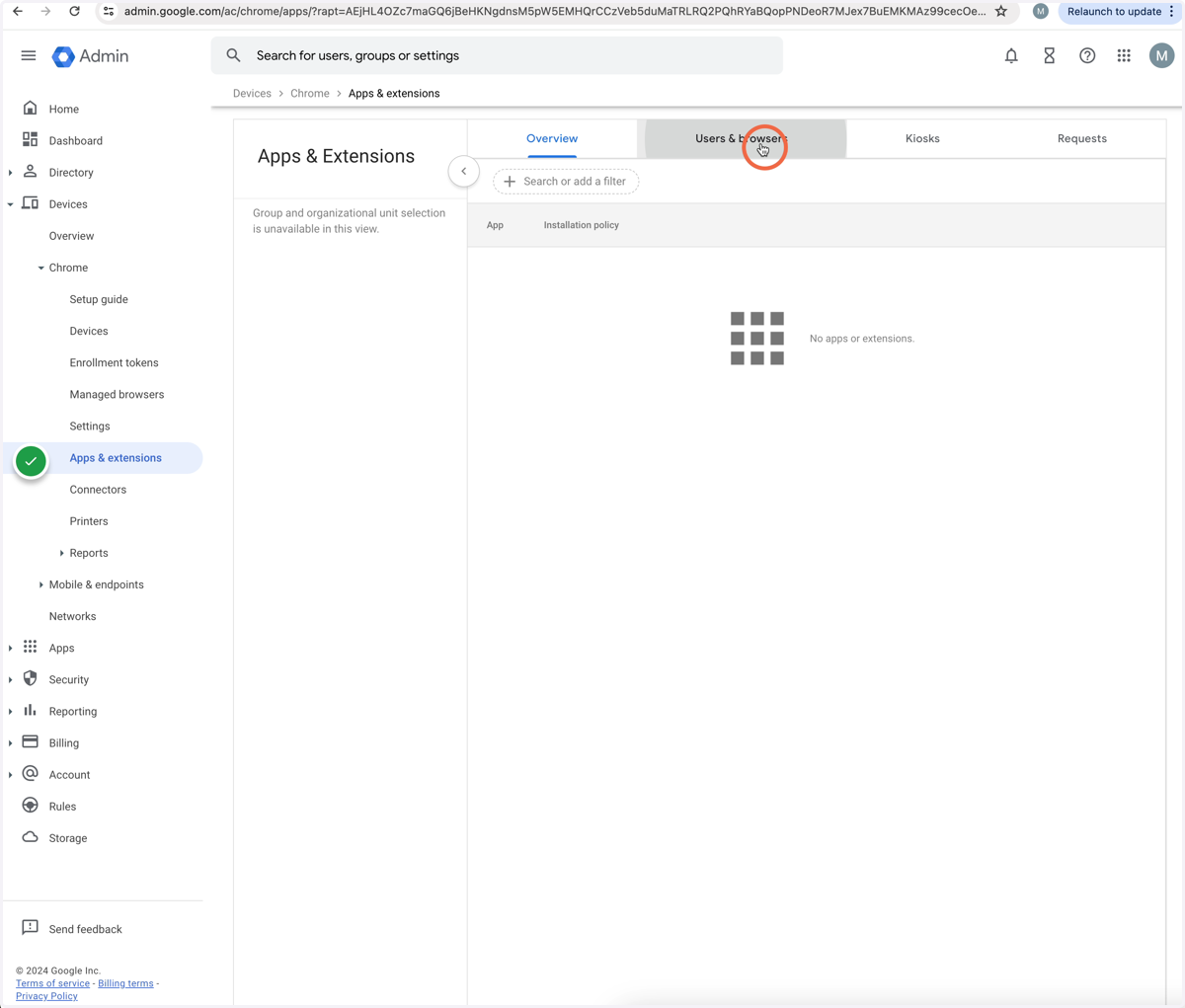 Click on "Users & browsers"