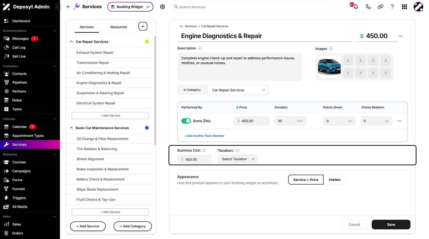 Step 9: You can also adjust the Business Cost and Taxes.