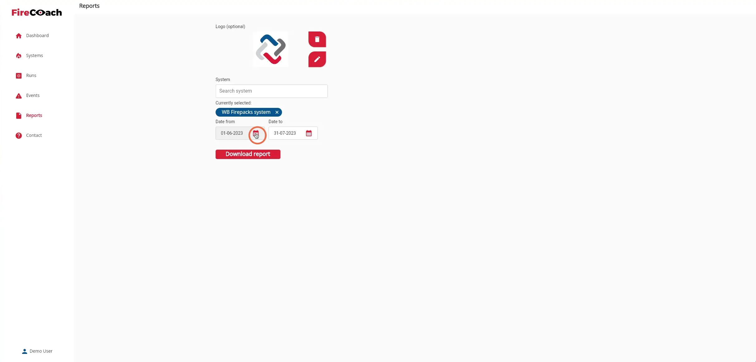 Click the 'Agenda' icon to select the first day of the preferred date range