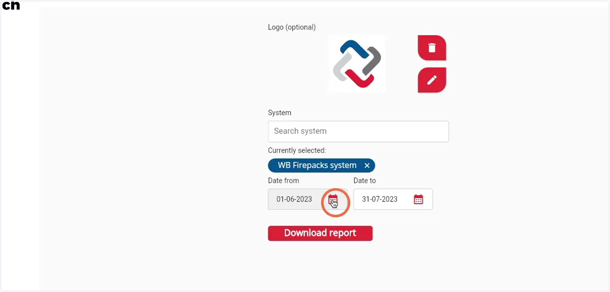 Click the 'Agenda' icon to select the first day of the preferred date range