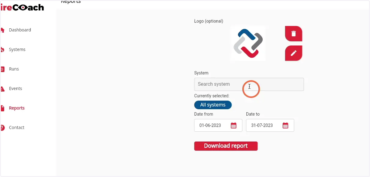Click 'Search system' to search for specific Firepack