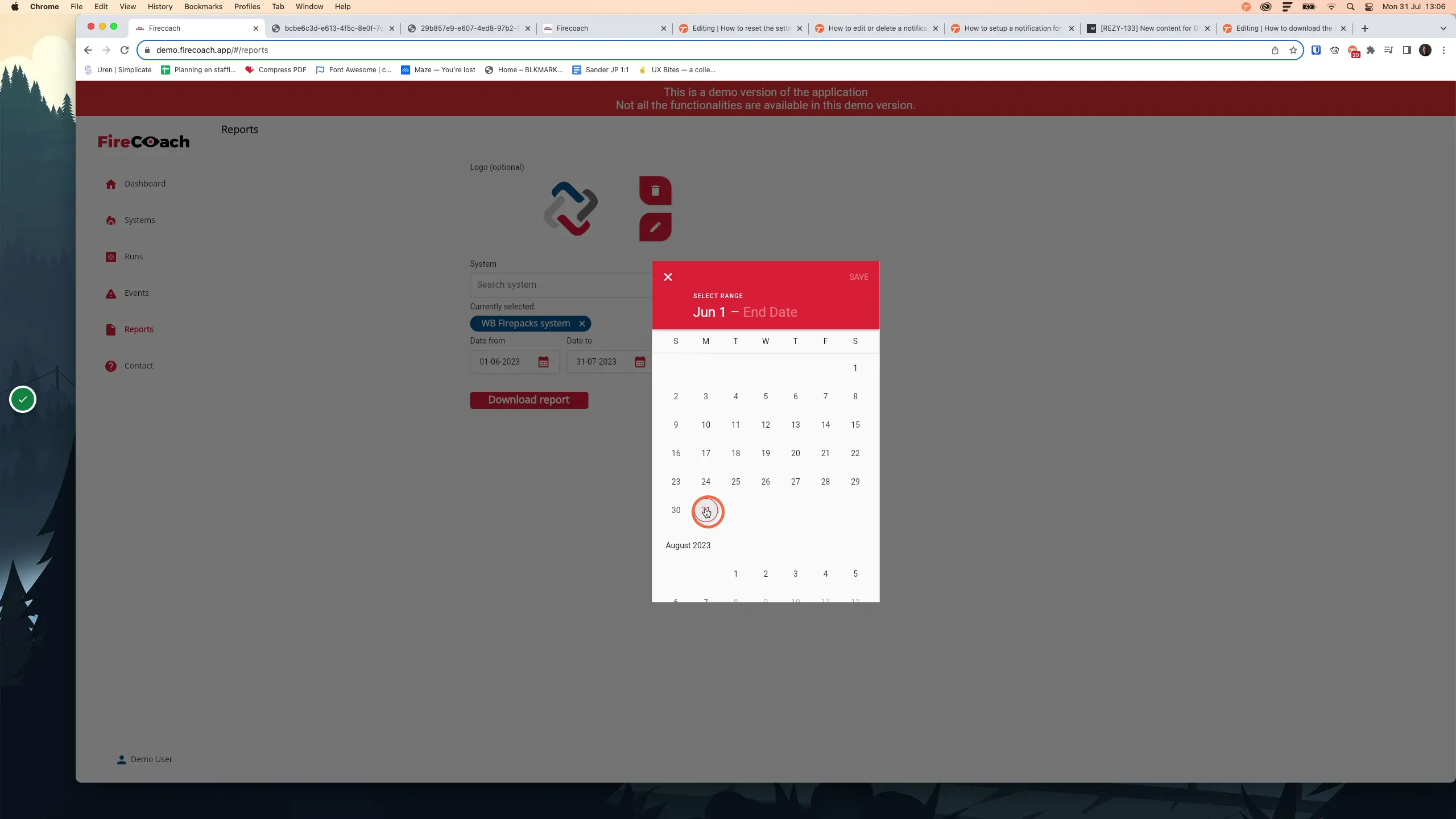 Click on the last day of your preferred date range