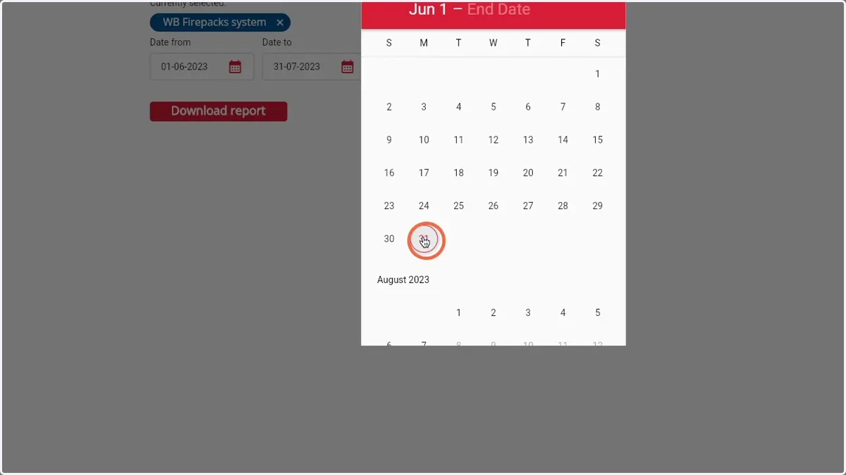 Click on the last day of your preferred date range
