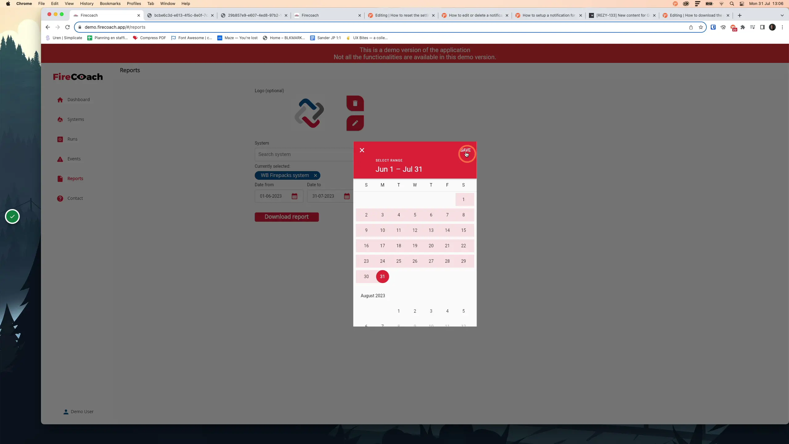 Click 'Save' to apply the date range