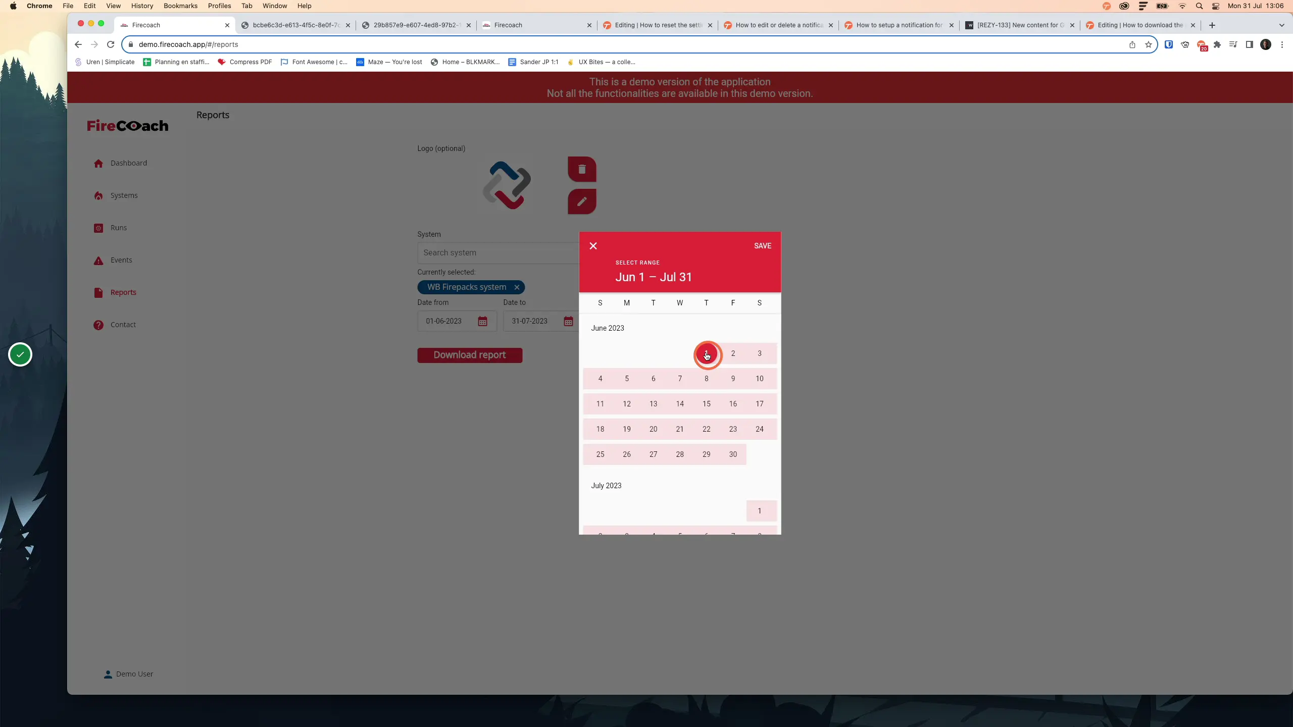 Click on the first day of your preferred date range