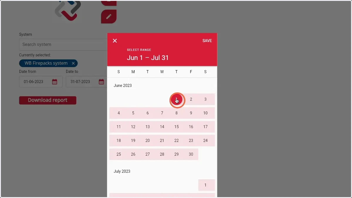 Click on the first day of your preferred date range