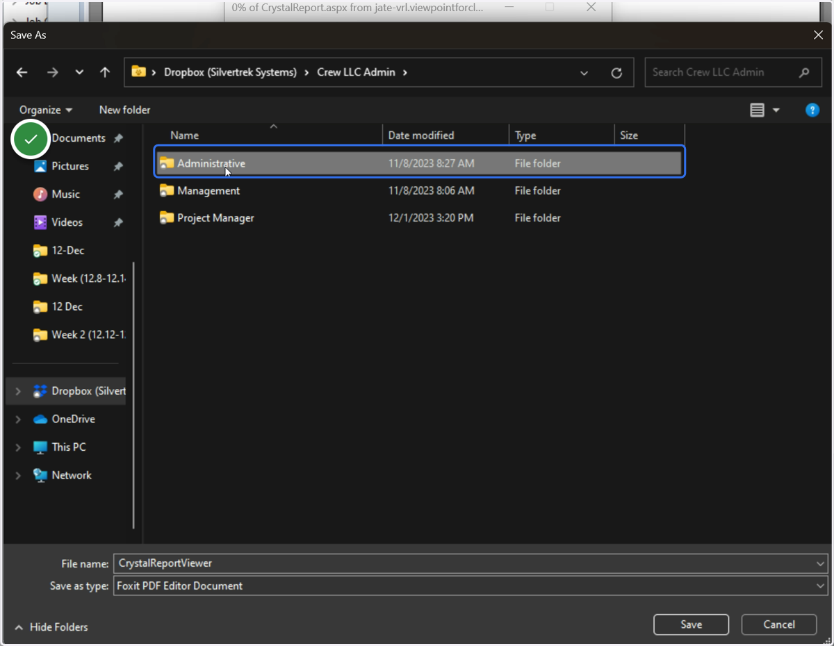 Once you have selected your Customer Folder go into your Administrative Folder