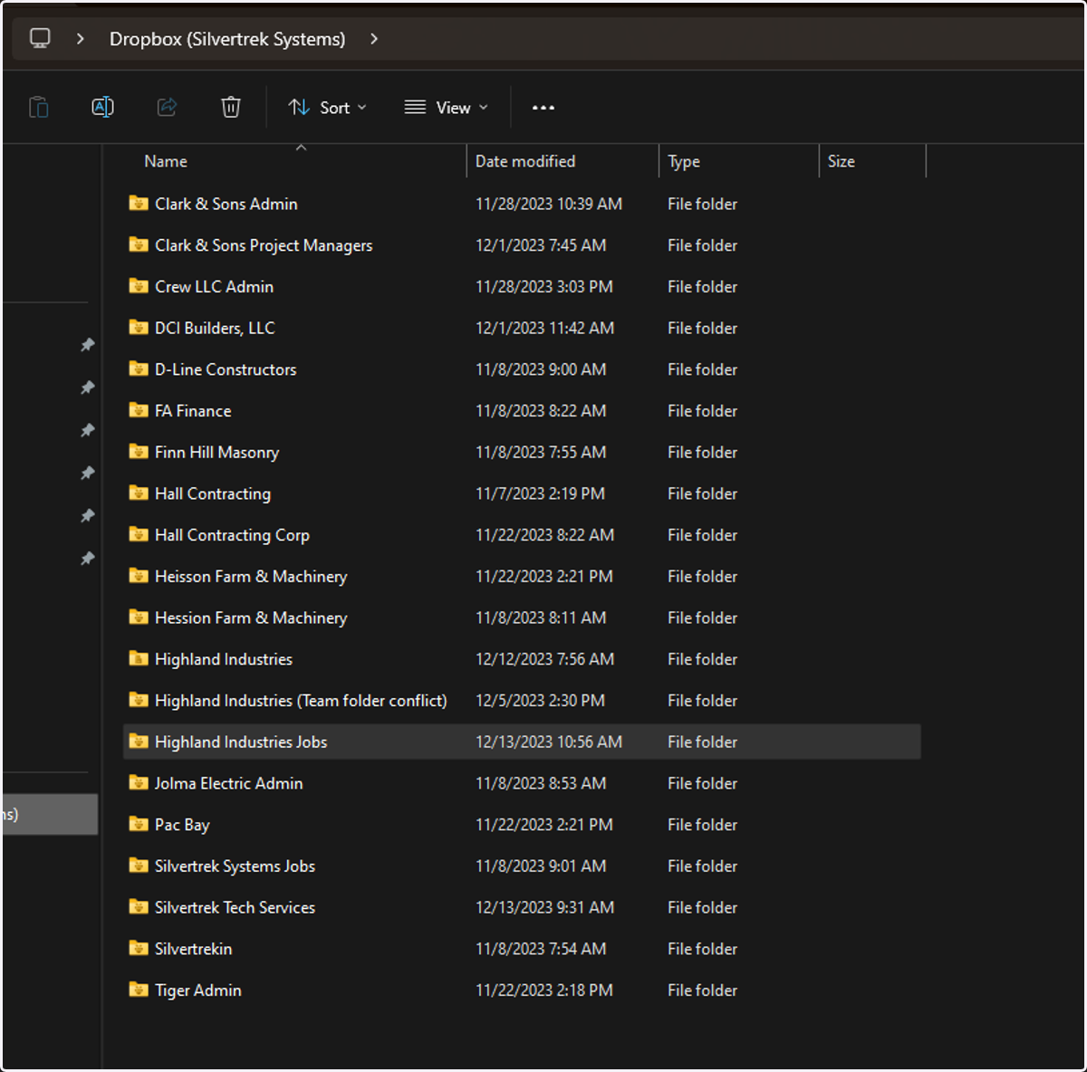 Go into Dropbox Silvertrek Systems and Select your Customer Folder