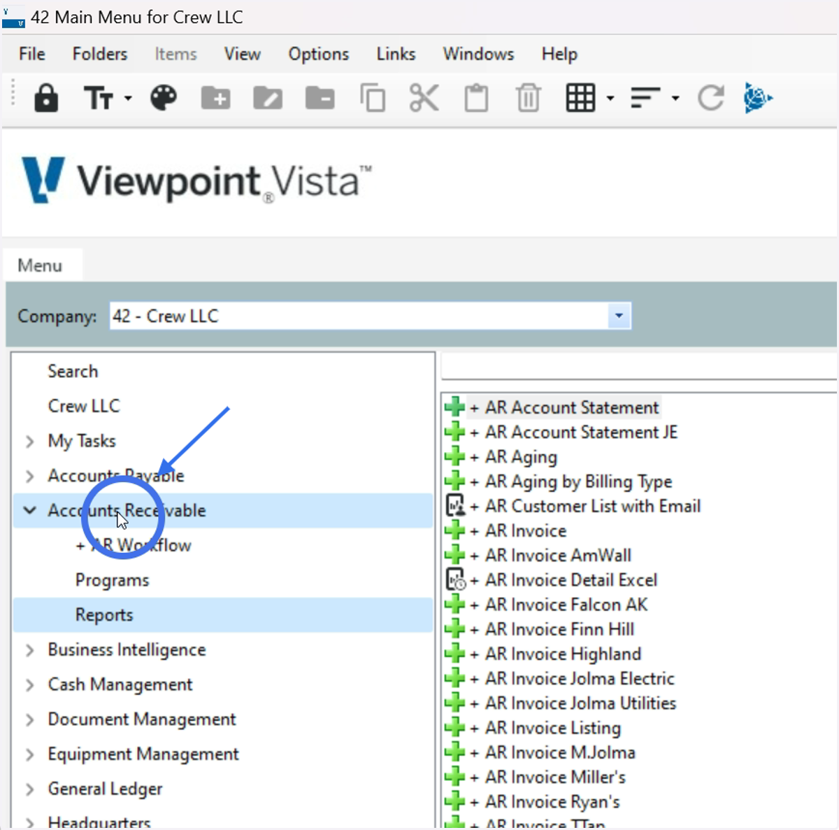 Go into the Accounts Receivable Module