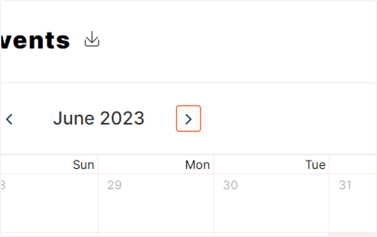 In order to move between different months, simply click on either the left or right arrows. This will allow you to easily navigate and access the specific month you need.