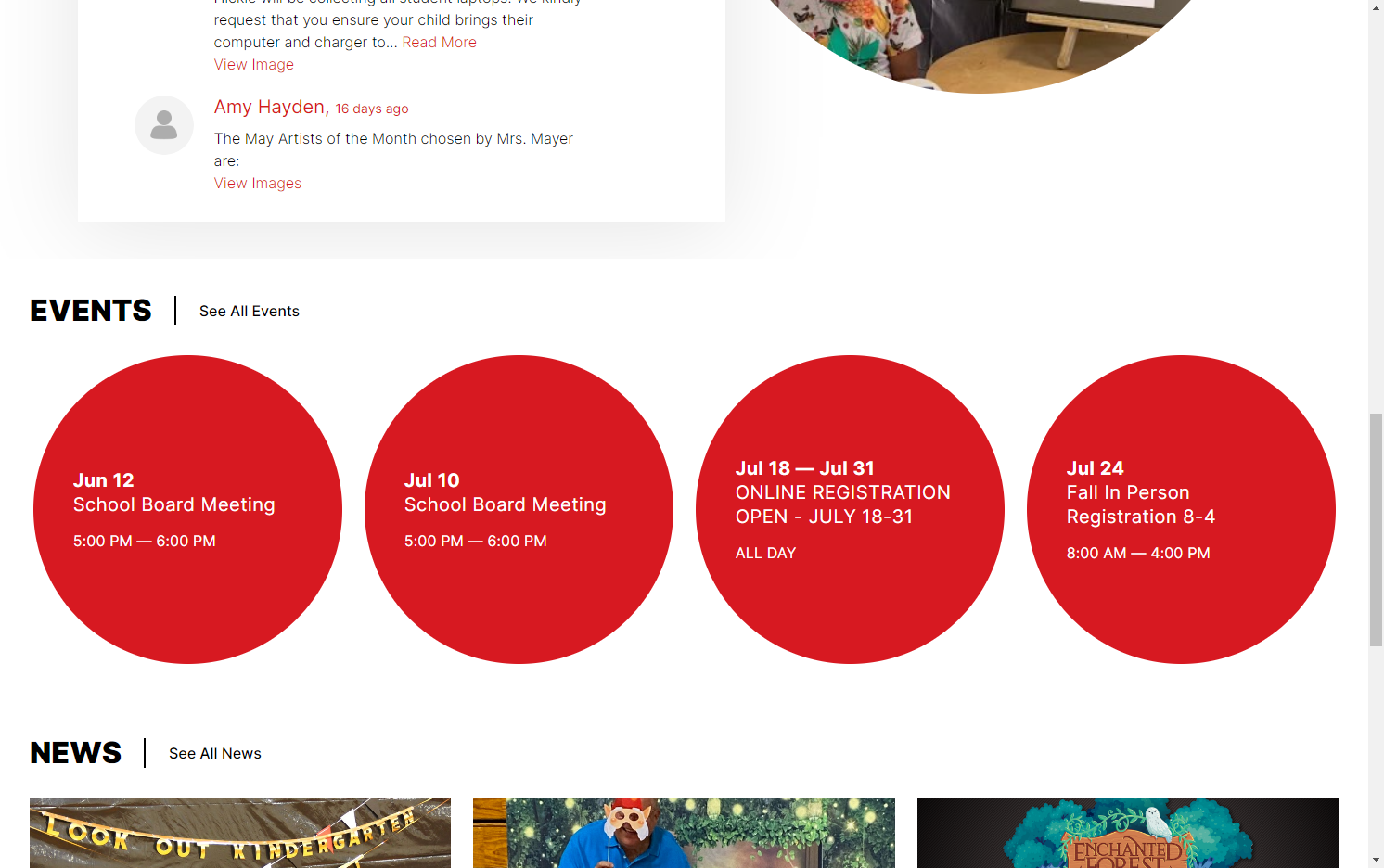 Please continue scrolling until you find the section labeled "Events."