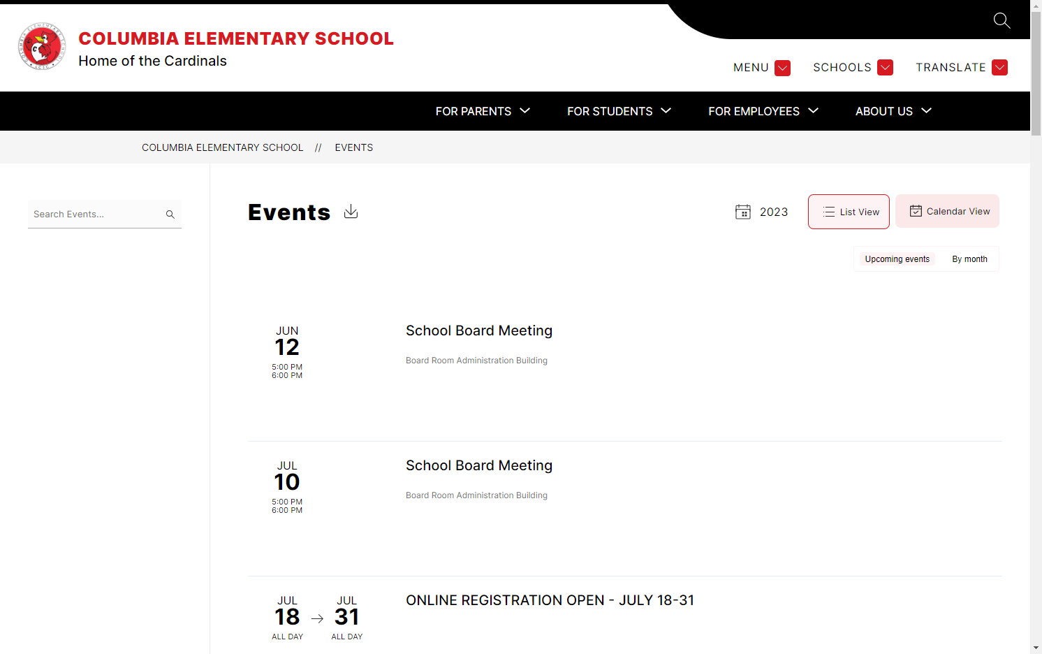 To switch from the List View, simply click on the Calendar View option.
