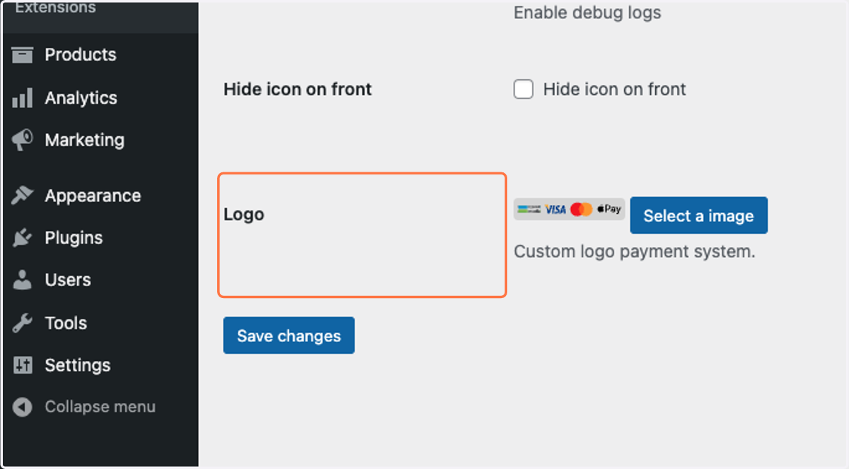 In case you want to add your own payment icons you can change it from here