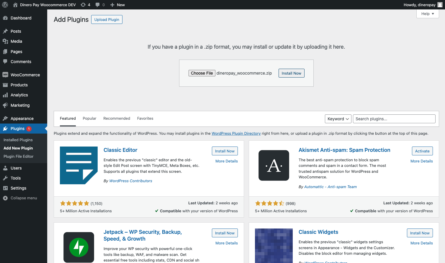 Install the plugin by clicking on install now