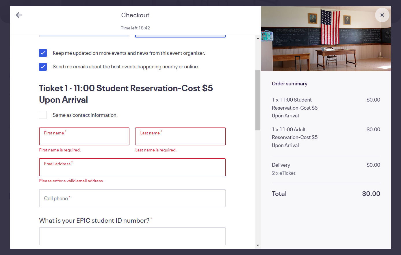 If you would like to receive messages from Eventbrite about events happening nearby, keep the blue check marks in the boxes.