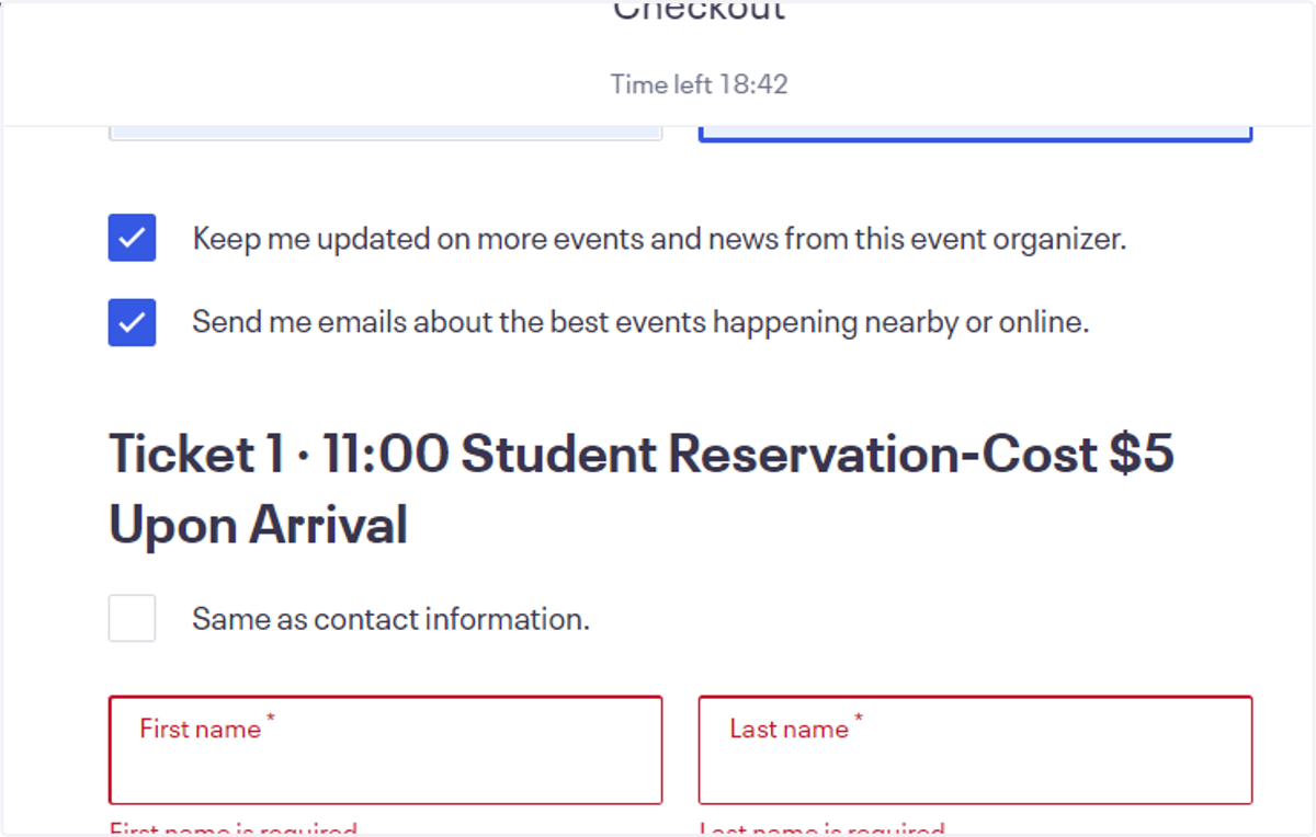 If you would like to receive messages from Eventbrite about events happening nearby, keep the blue check marks in the boxes.