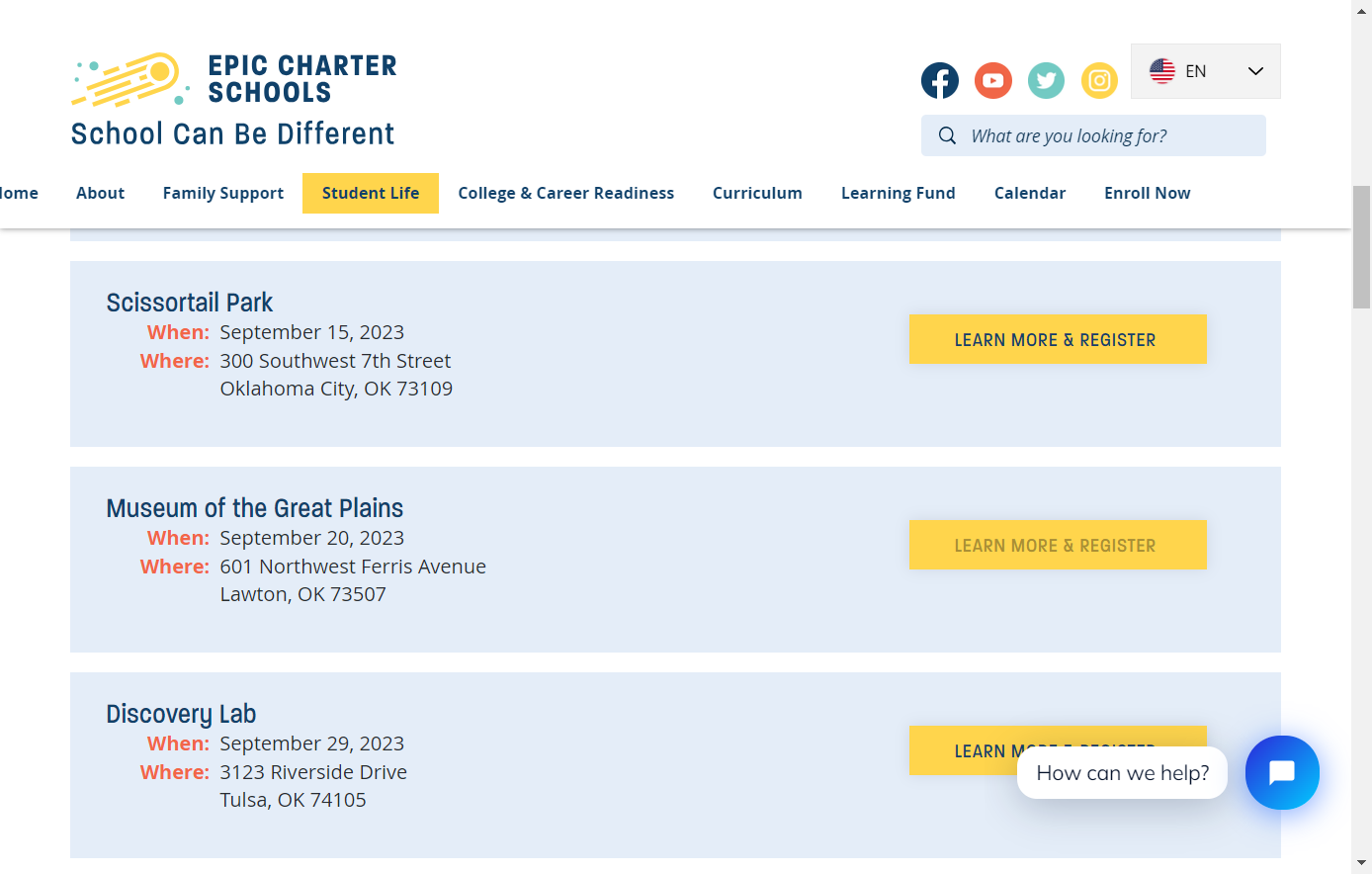 To register for the Museum of the Great Plains trip, click "LEARN MORE & REGISTER".