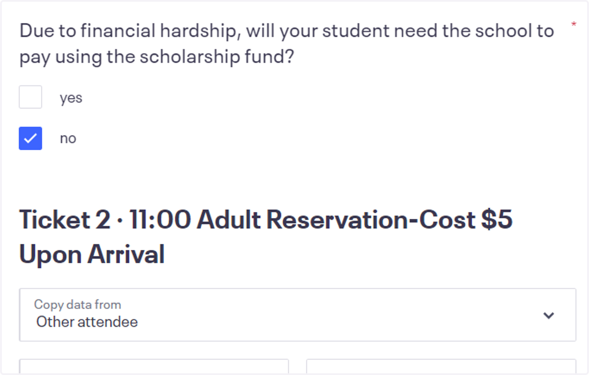 Select "yes" if your Epic student needs assistance from the scholarship fund.