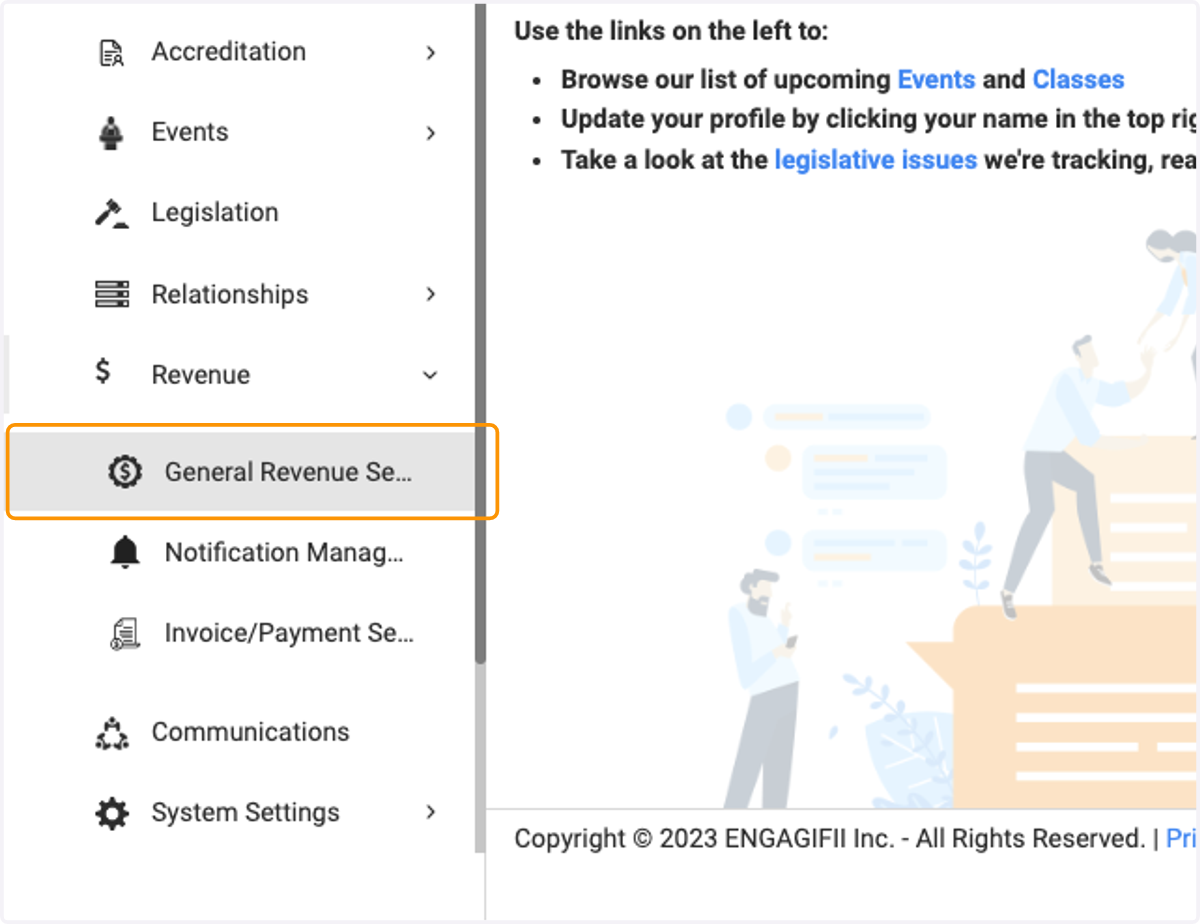 Click on General Revenue Settings