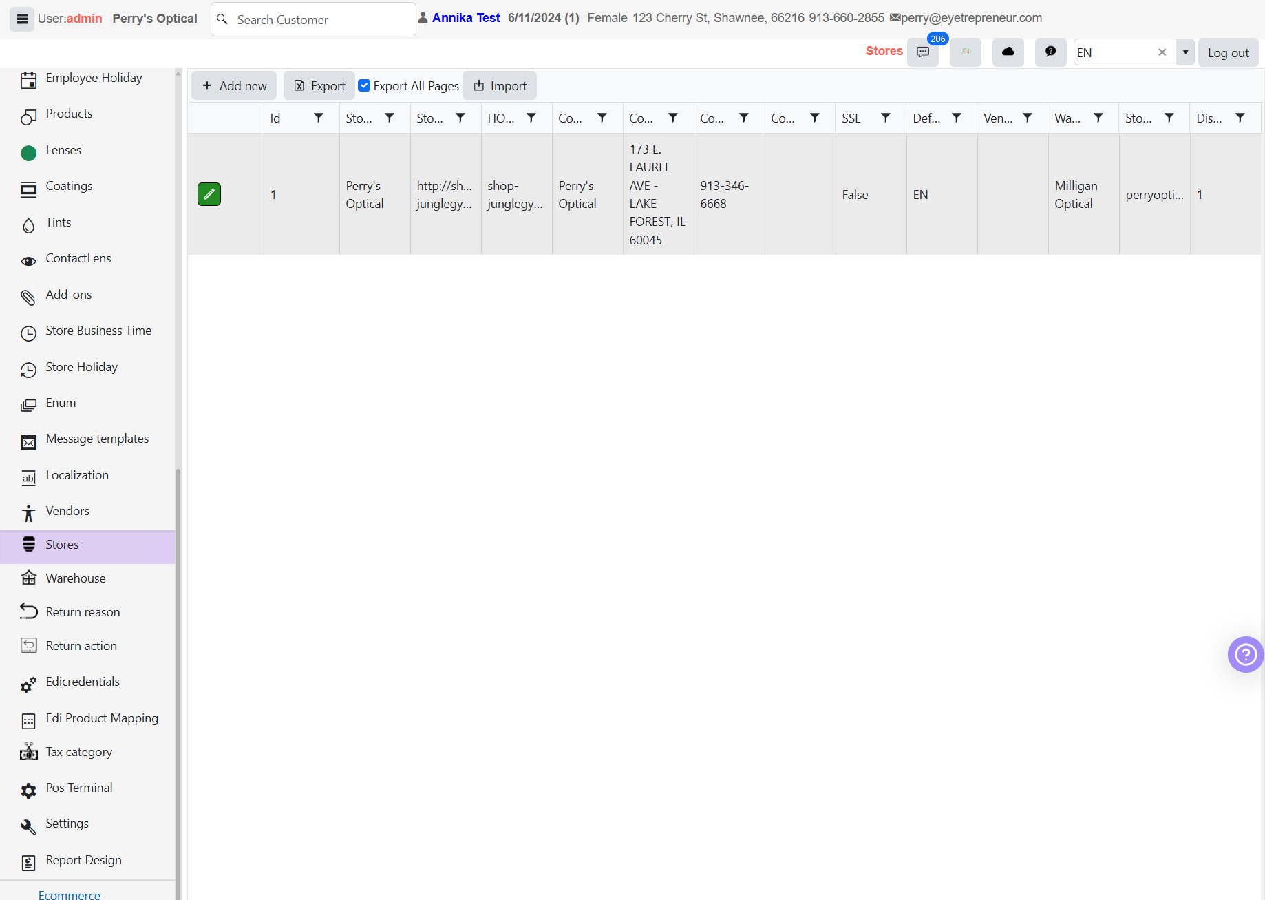 Click on Add edit icon next to your correct store location