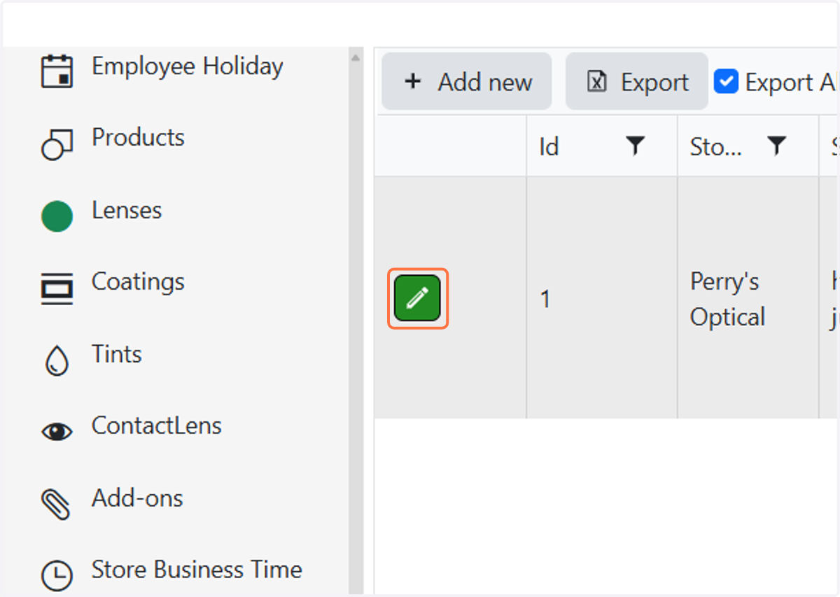 Click on Add edit icon next to your correct store location