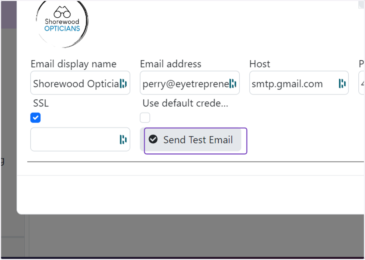 Click Send Test Email - check your inbox (it could take a few minute