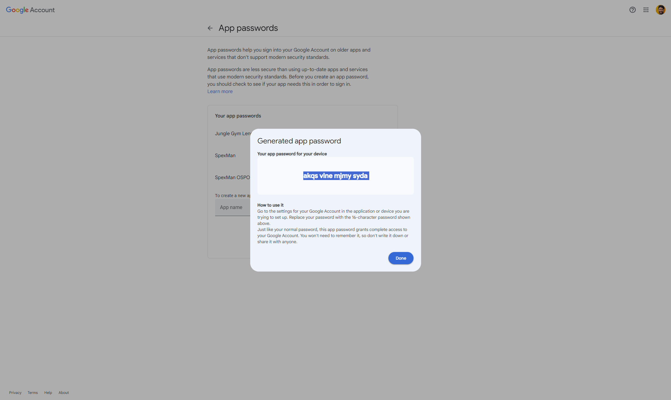 Click on Done