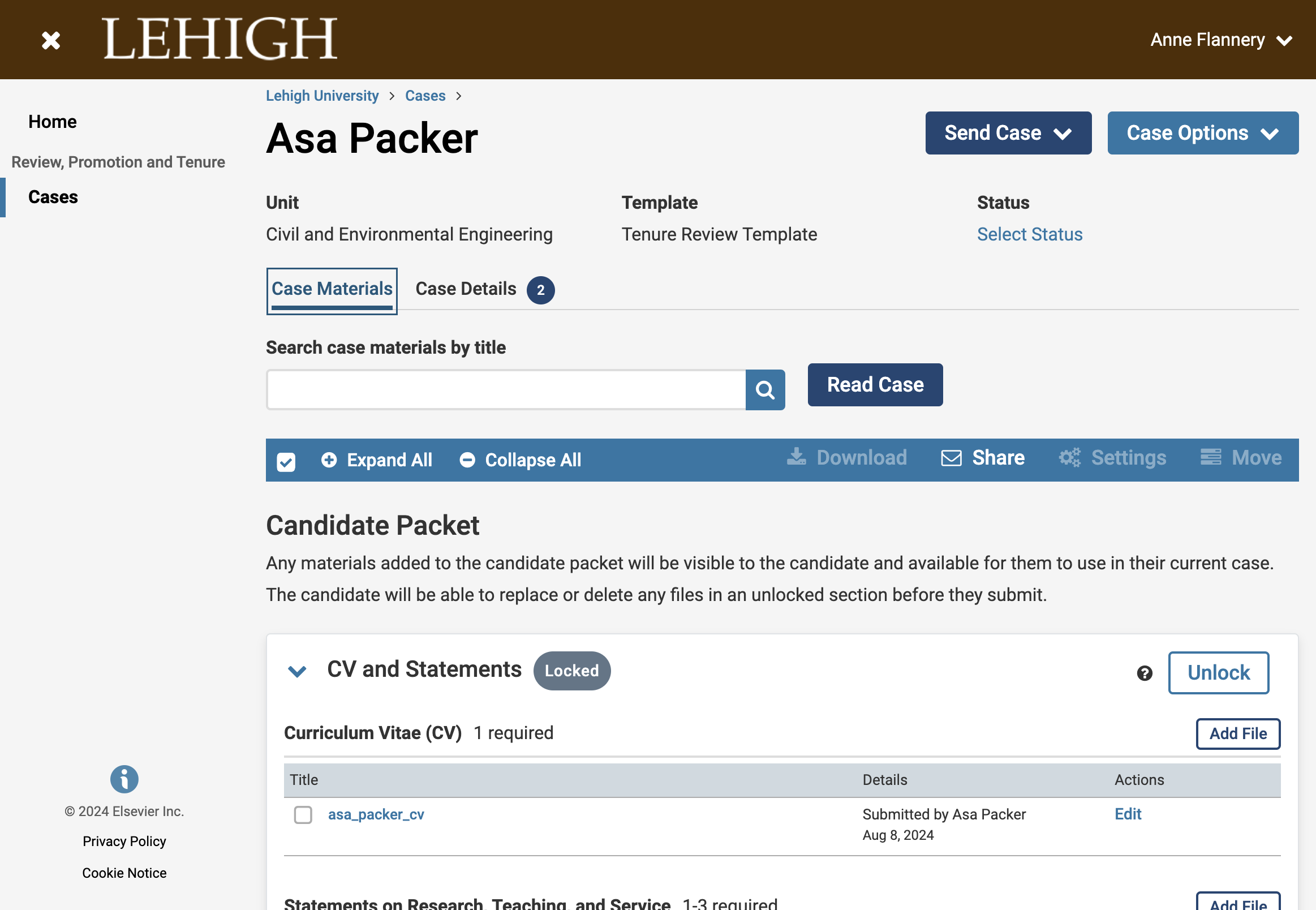 Make sure you are on the Case Materials tab