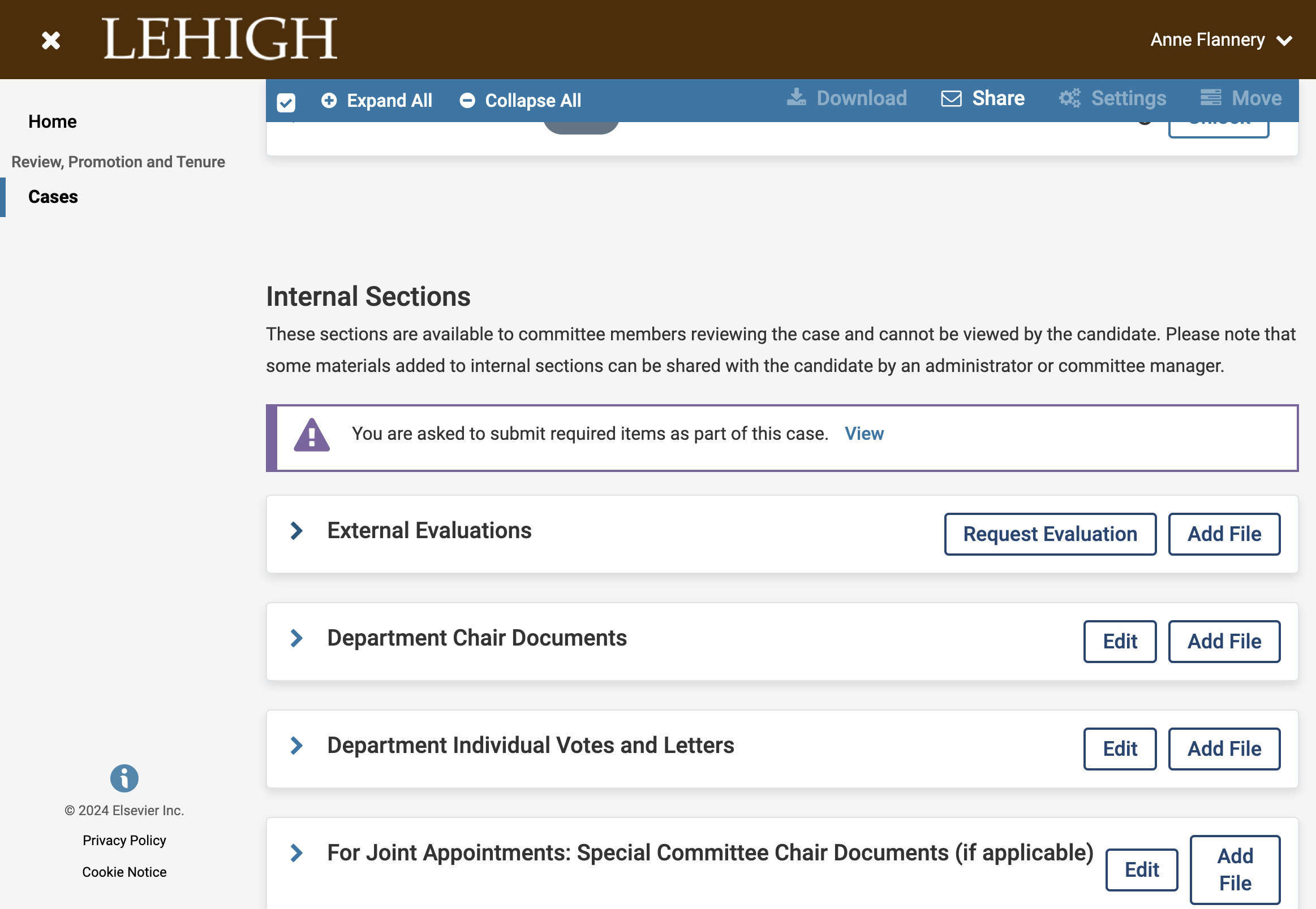 Click the "expand" button next to External Evaluations
