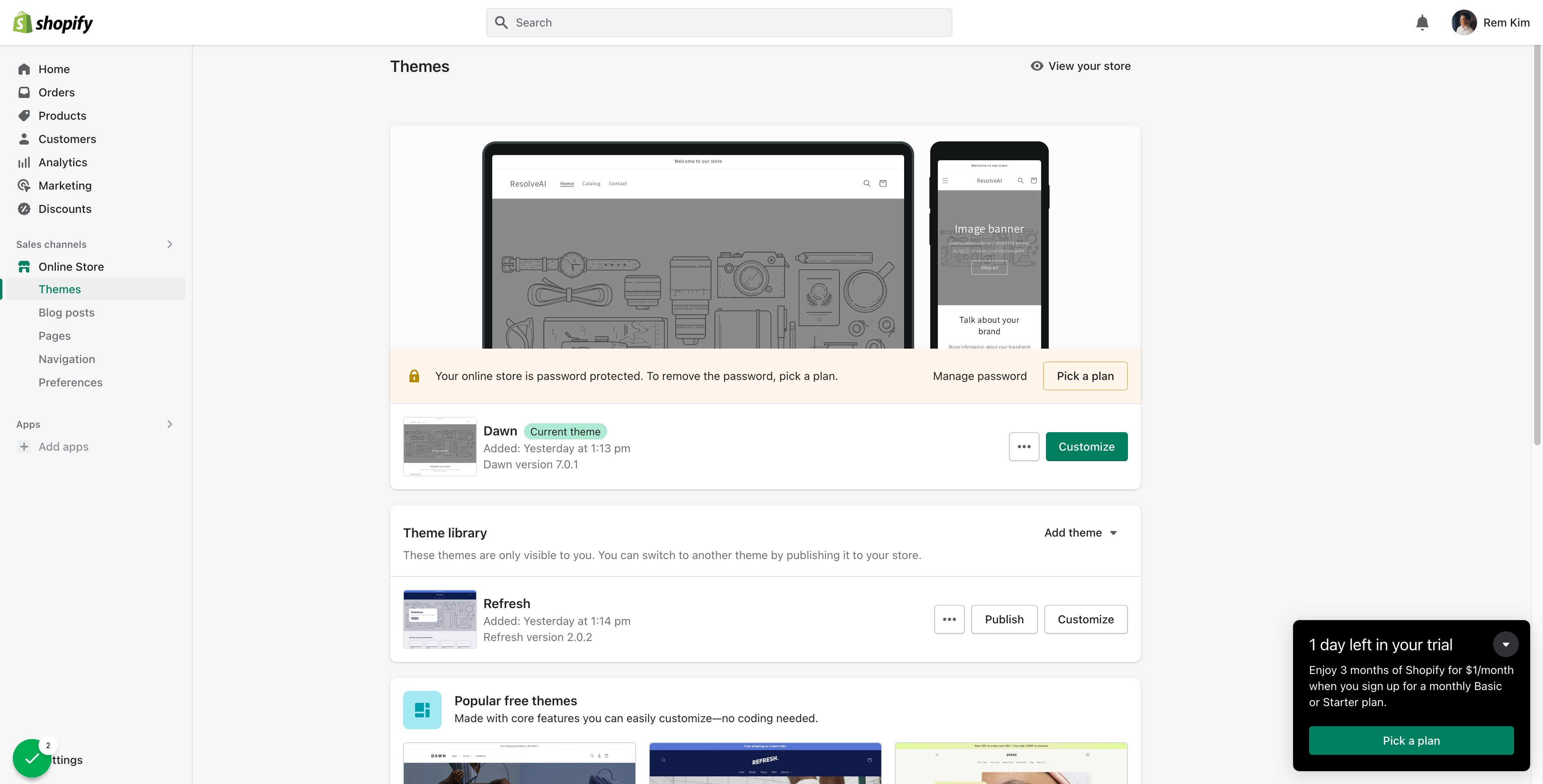 Click on Customize