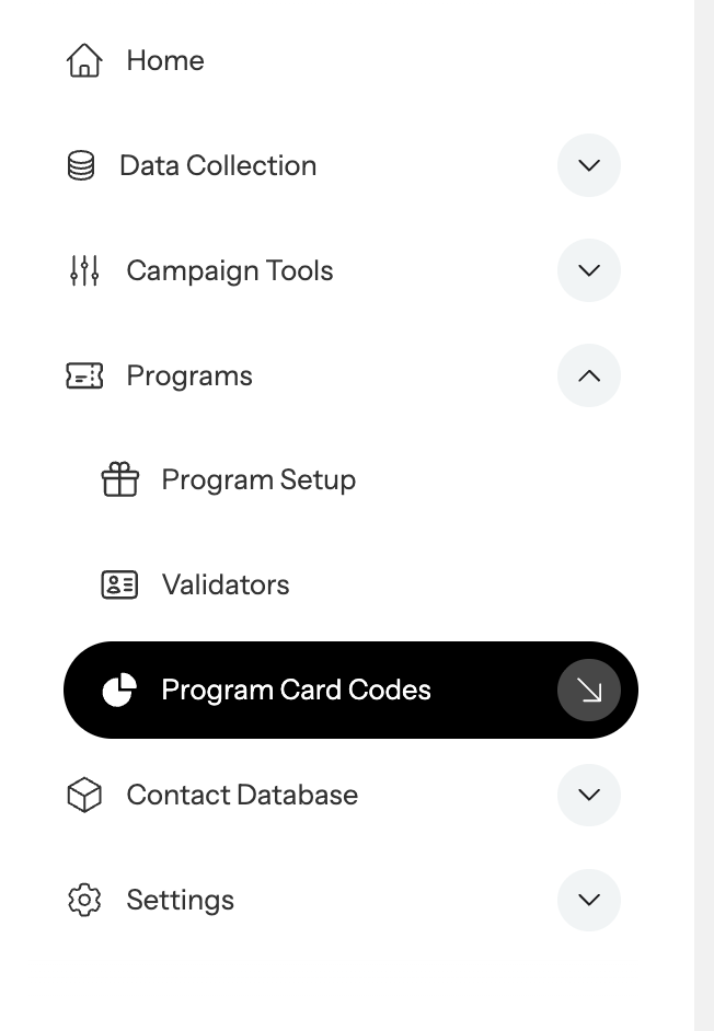 Navigate to Program Card Codes