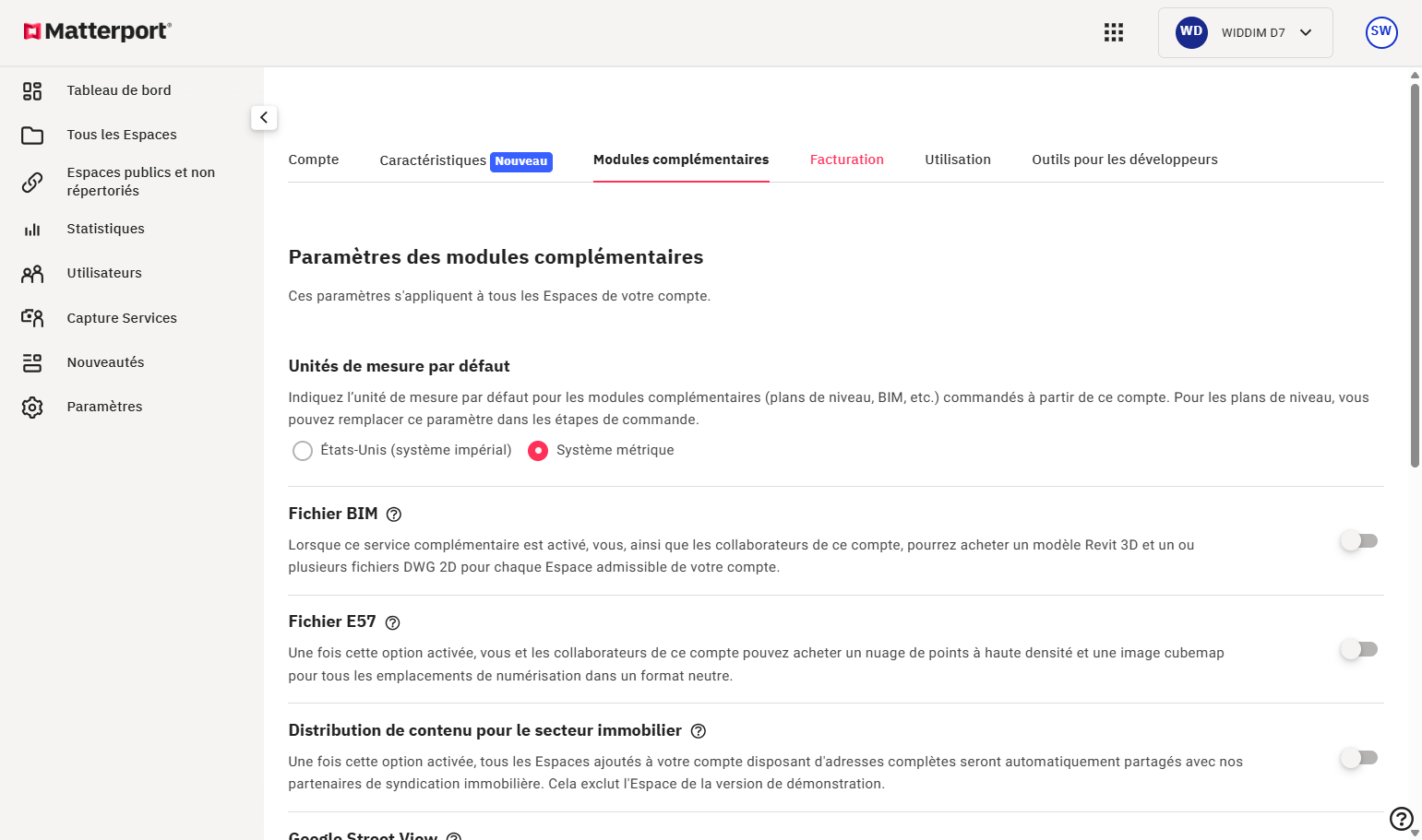 Cliquer sur Facturation